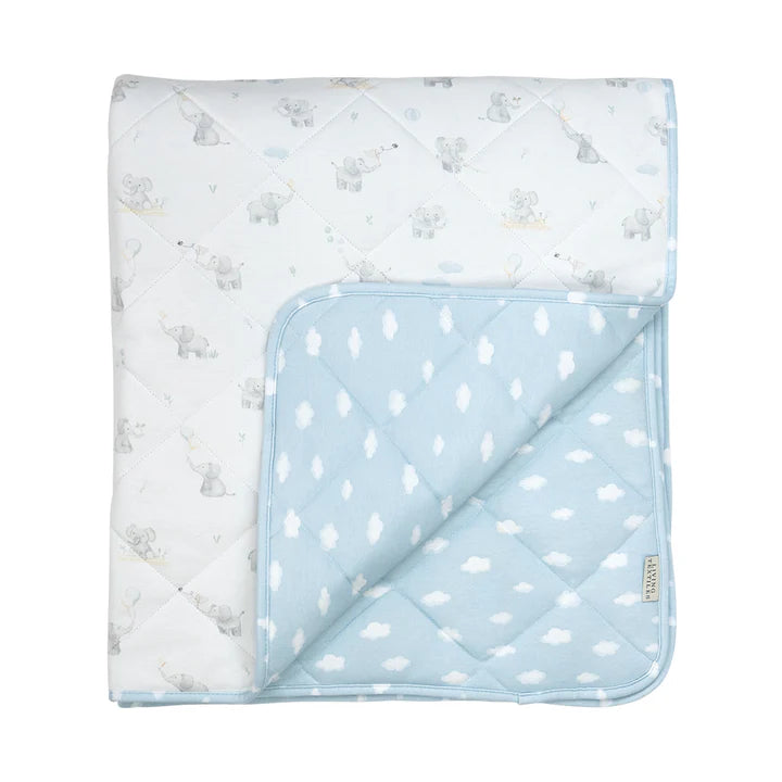 Living Textiles Reversible Quilted Cot Comforter 95 x 110cm - Elephant Playtime