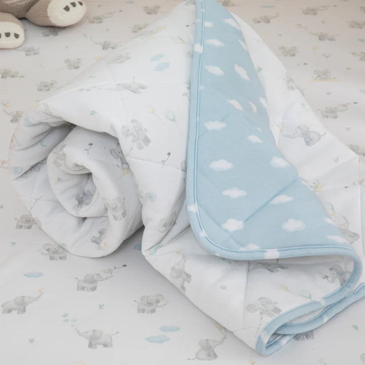 Living Textiles Reversible Quilted Cot Comforter 95 x 110cm - Elephant Playtime