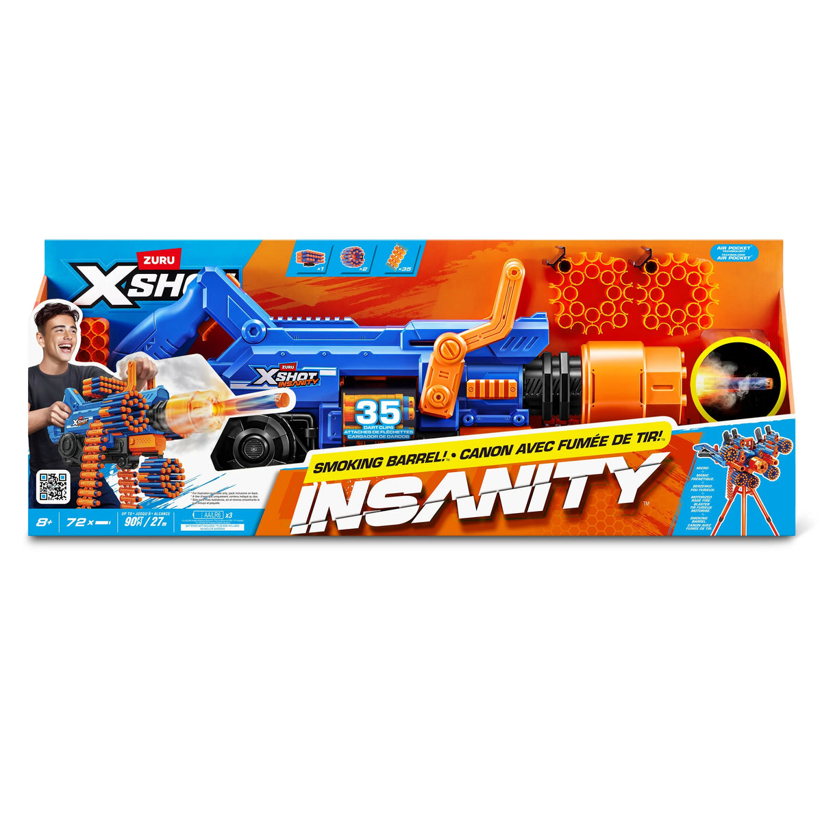 ZURU XSHOT Insanity Motorised Smoking Barrel w/ 72 darts req 3 x AA batteries