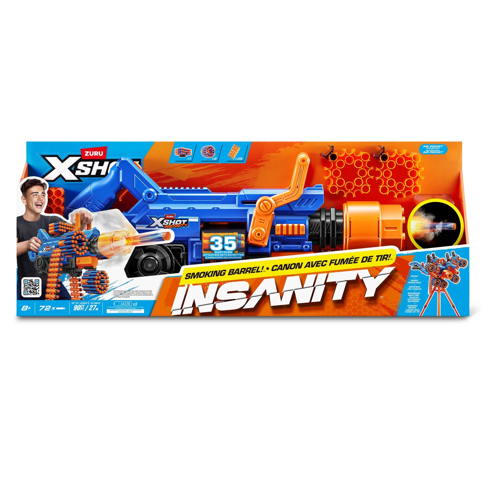 ZURU XSHOT Insanity Motorised Smoking Barrel w/ 72 darts req 3 x AA batteries