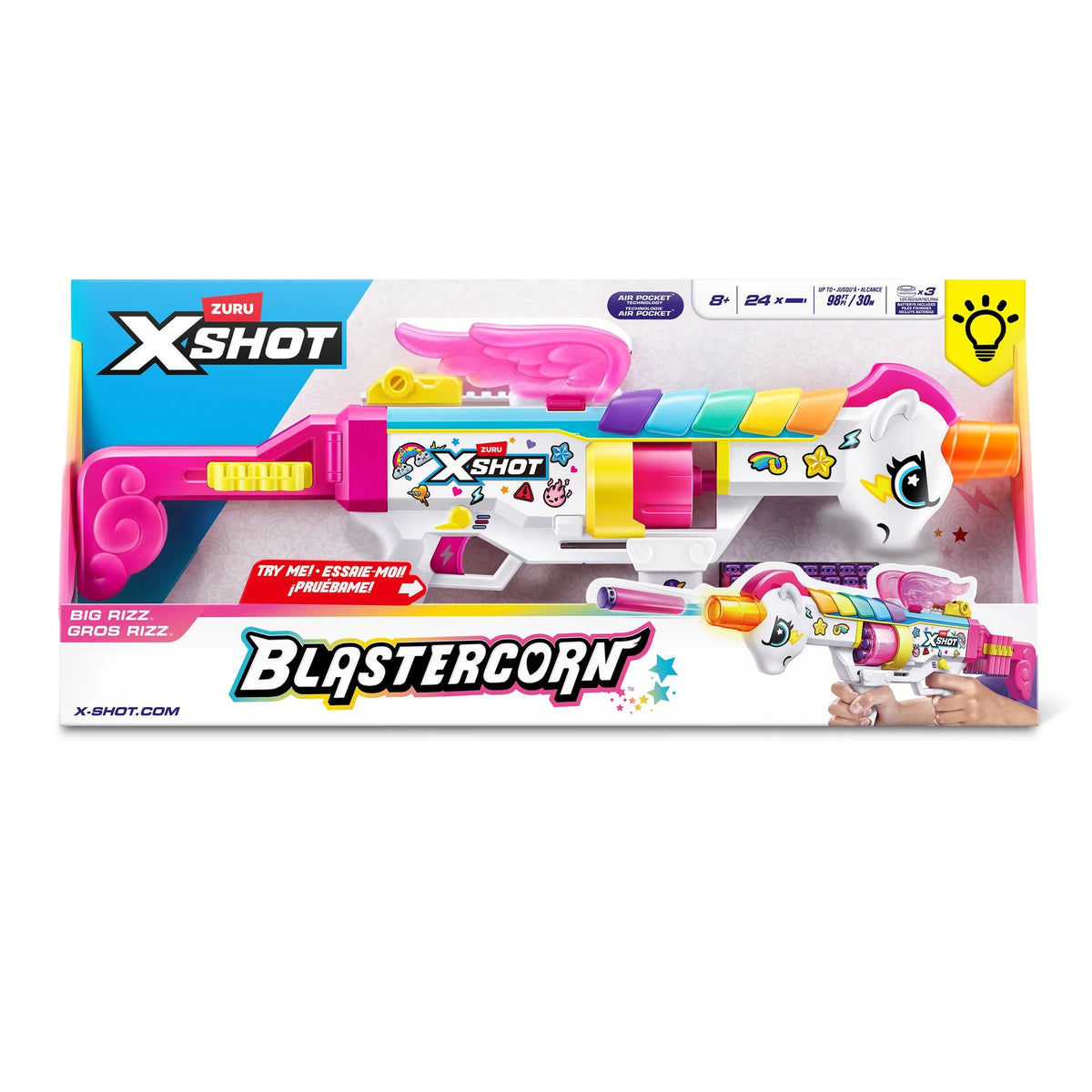 ZURU XSHOT Blastercorn Rizz Master with 24 Darts - Demo Batteries Included