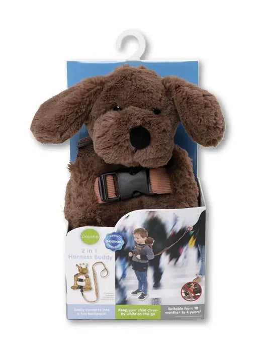 Playette 2 in 1 Harness Buddy Brown Fluffy Dog