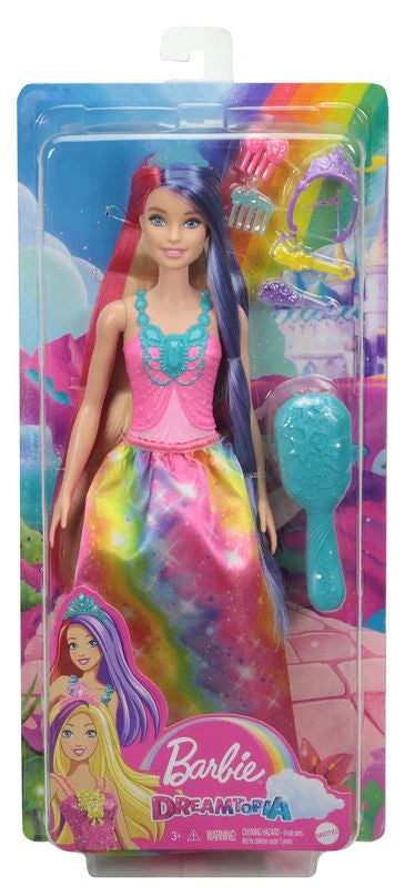 Barbie Dreamtopia Long Hair Fantasy Doll Rainbow Princess Pink Top