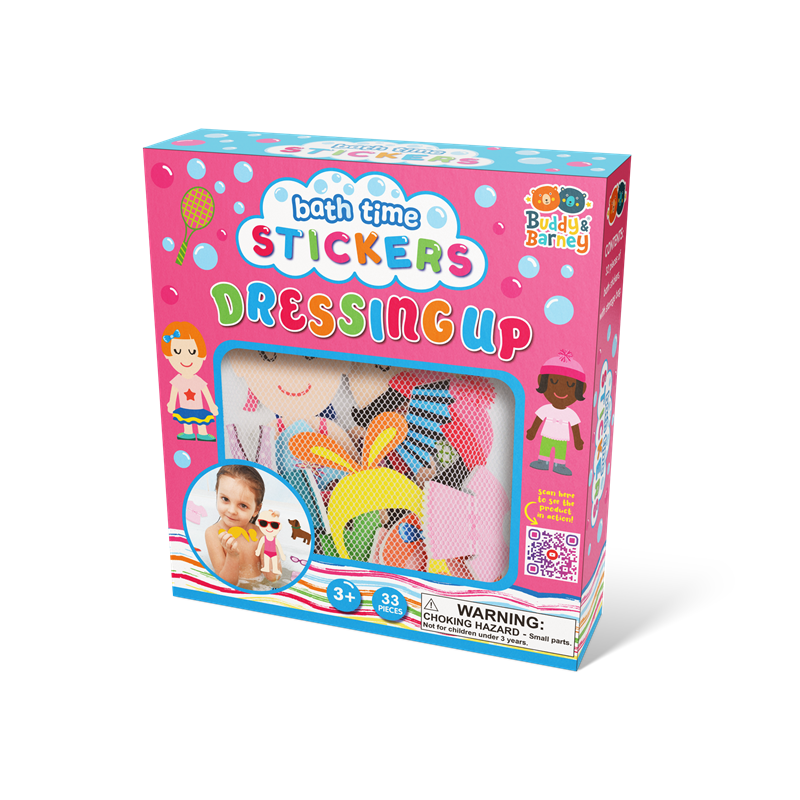 Buddy &amp; Barney Bath Time Stickers with Storage Bag DRESSING UP