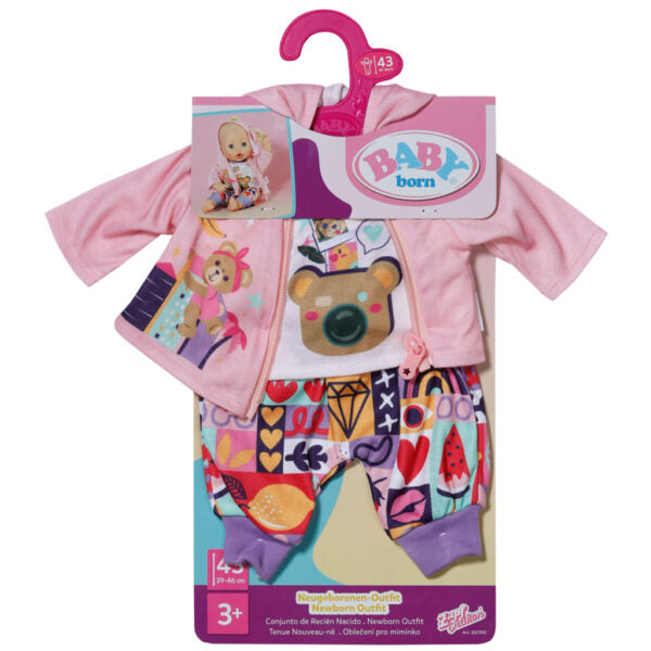 Baby Born Patterned Pants and Pink Jacket Newborn Outfit 43cm