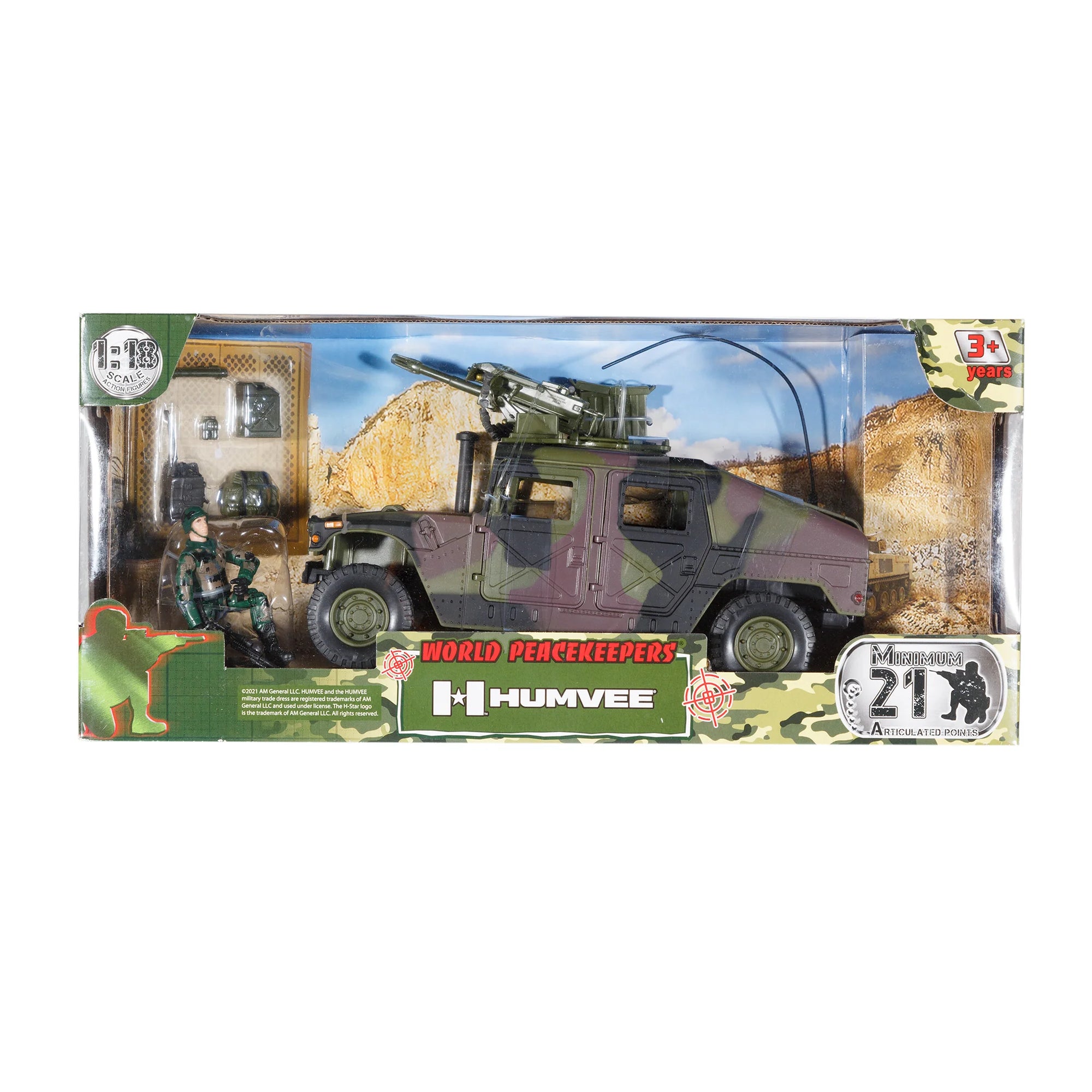 World Peacekeepers 1/18 Camo Humvee with Tray and Figure