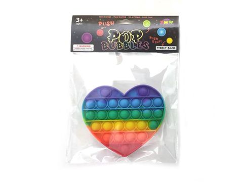 Silicone Rainbow Push Pop Game Heart