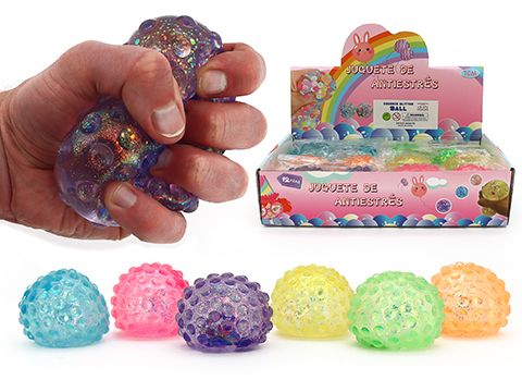 Squeeze Sugar Ball with Glitter and Bumps Assorted