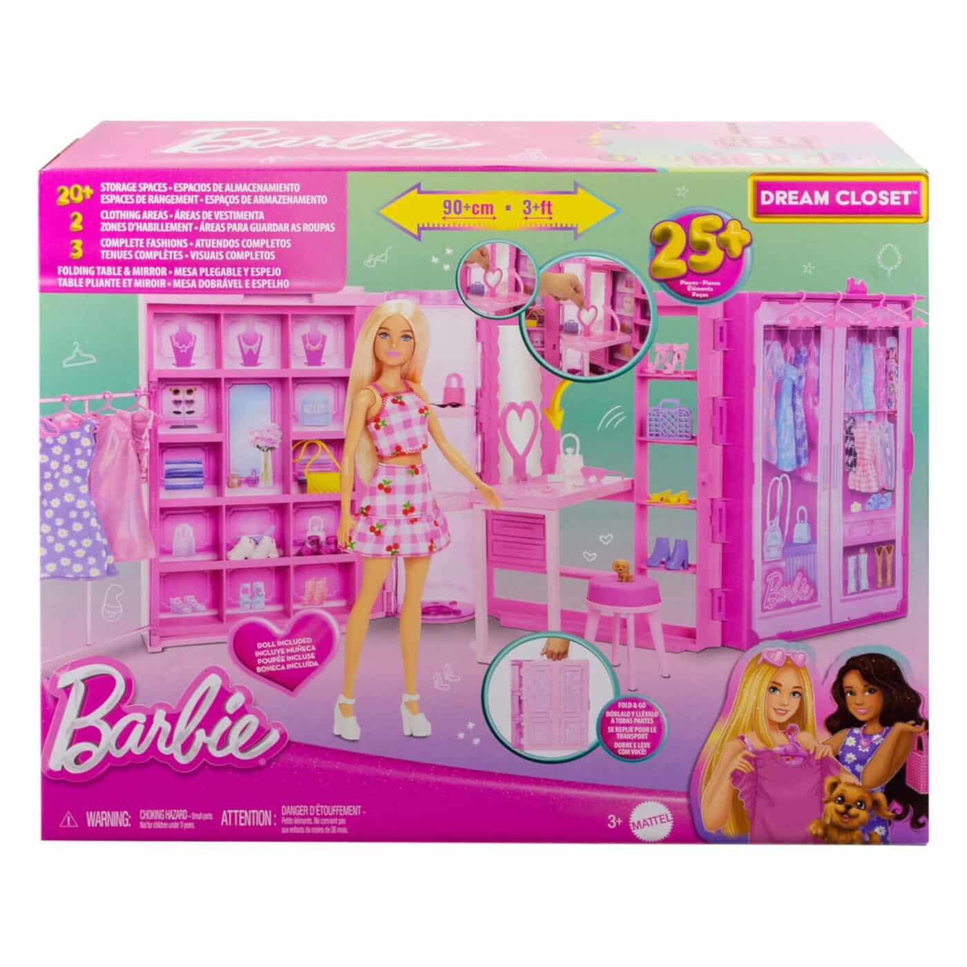 Barbie Dream Closet, Doll, Accessories Playset 25+ Pieces HDX58