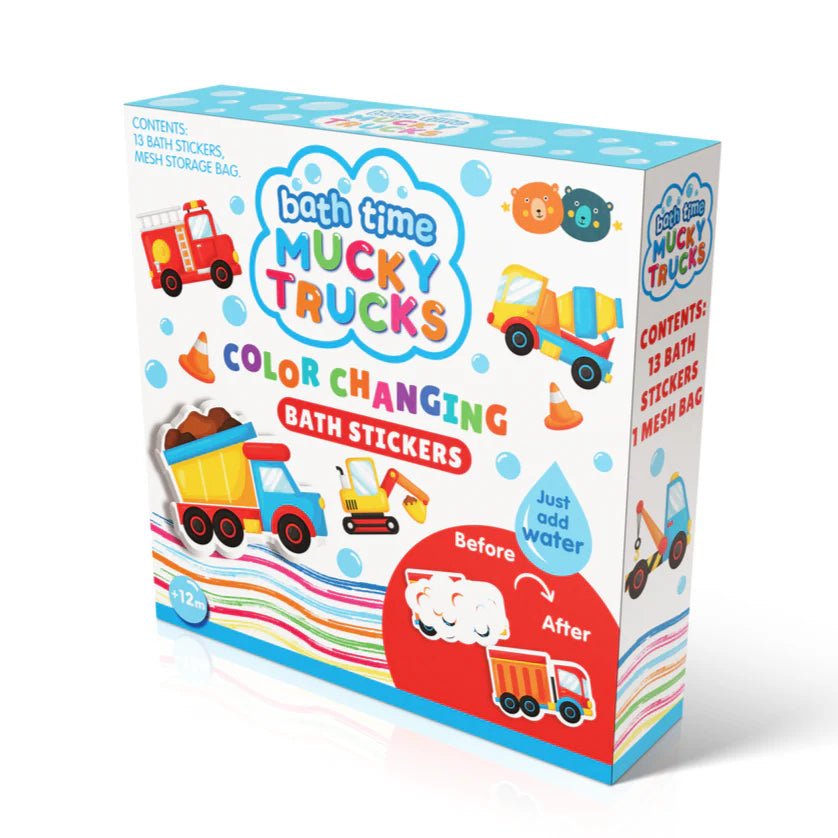 Buddy &amp; Barney Colour Changing Bath Stickers - Mucky Trucks