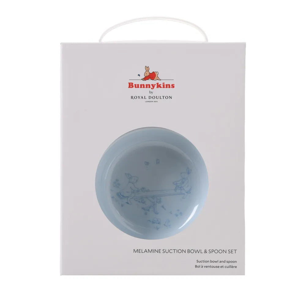 Bunnykins Melamine Suction Bowl &amp; Spoon Set Blue