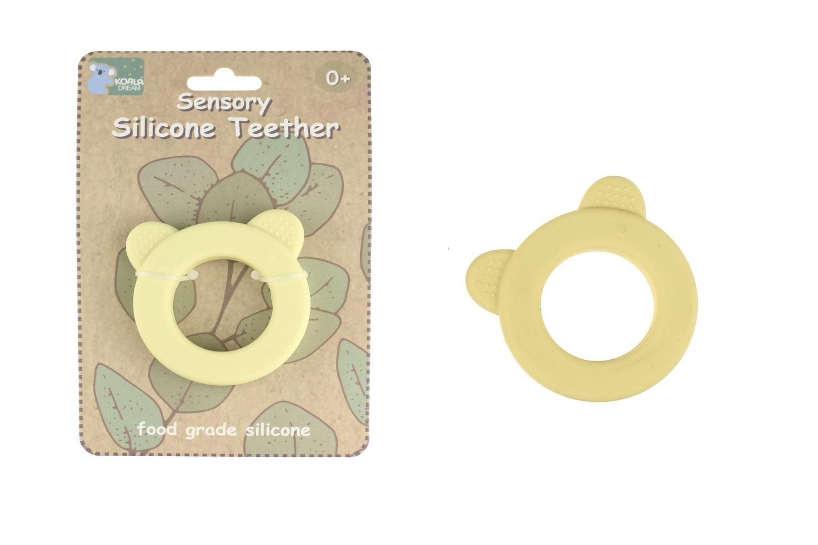 Koala Dream Sensory Silicone Teether Bear Rattle - Yellow