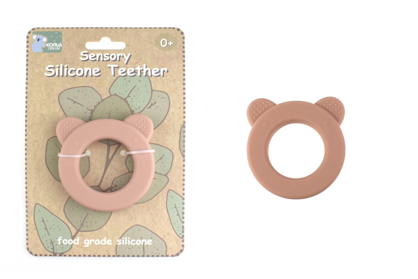 Koala Dream Sensory Silicone Teether Bear Rattle - Pink