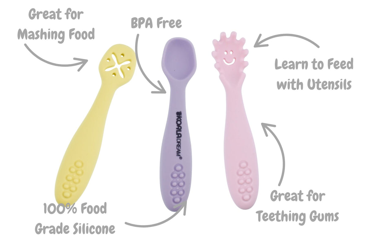 Koala Dream Sensory Silicone Licking Spoons 3pc Multicolour Set