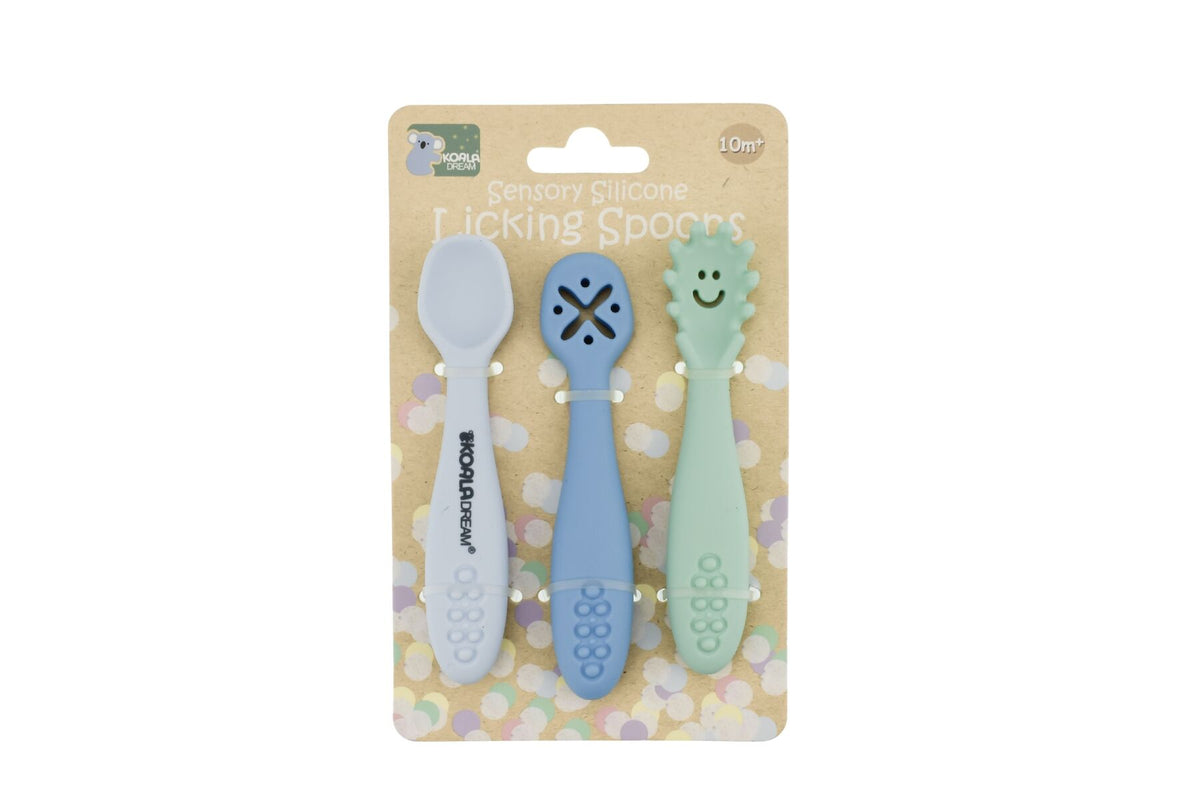 Koala Dream Sensory Silicone Licking Spoons 3pc Blue Set