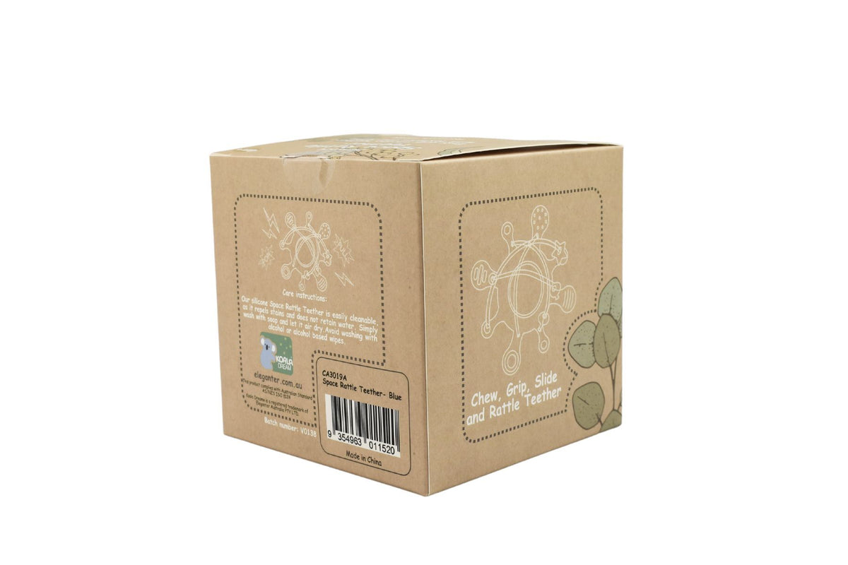 Silicone Sensory Space Rattle Teether Asst Colours 4m+