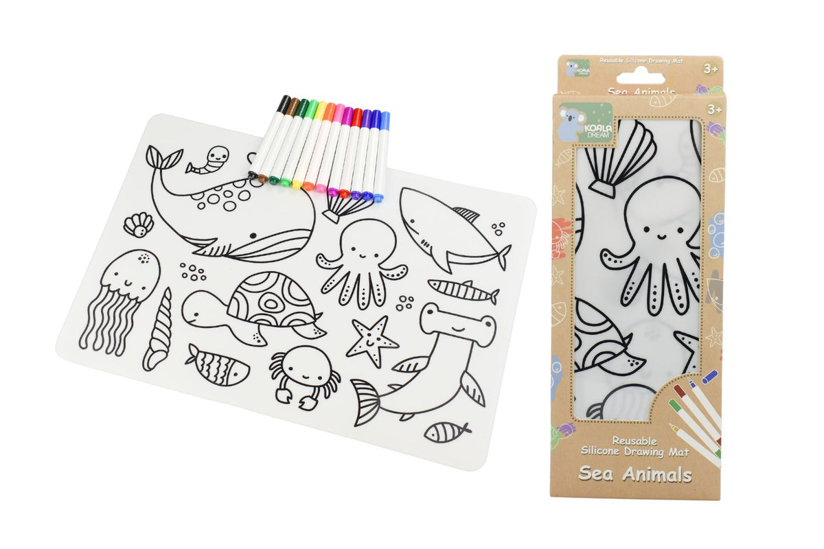 Silicone Reusable Drawing Mat Sea Animals