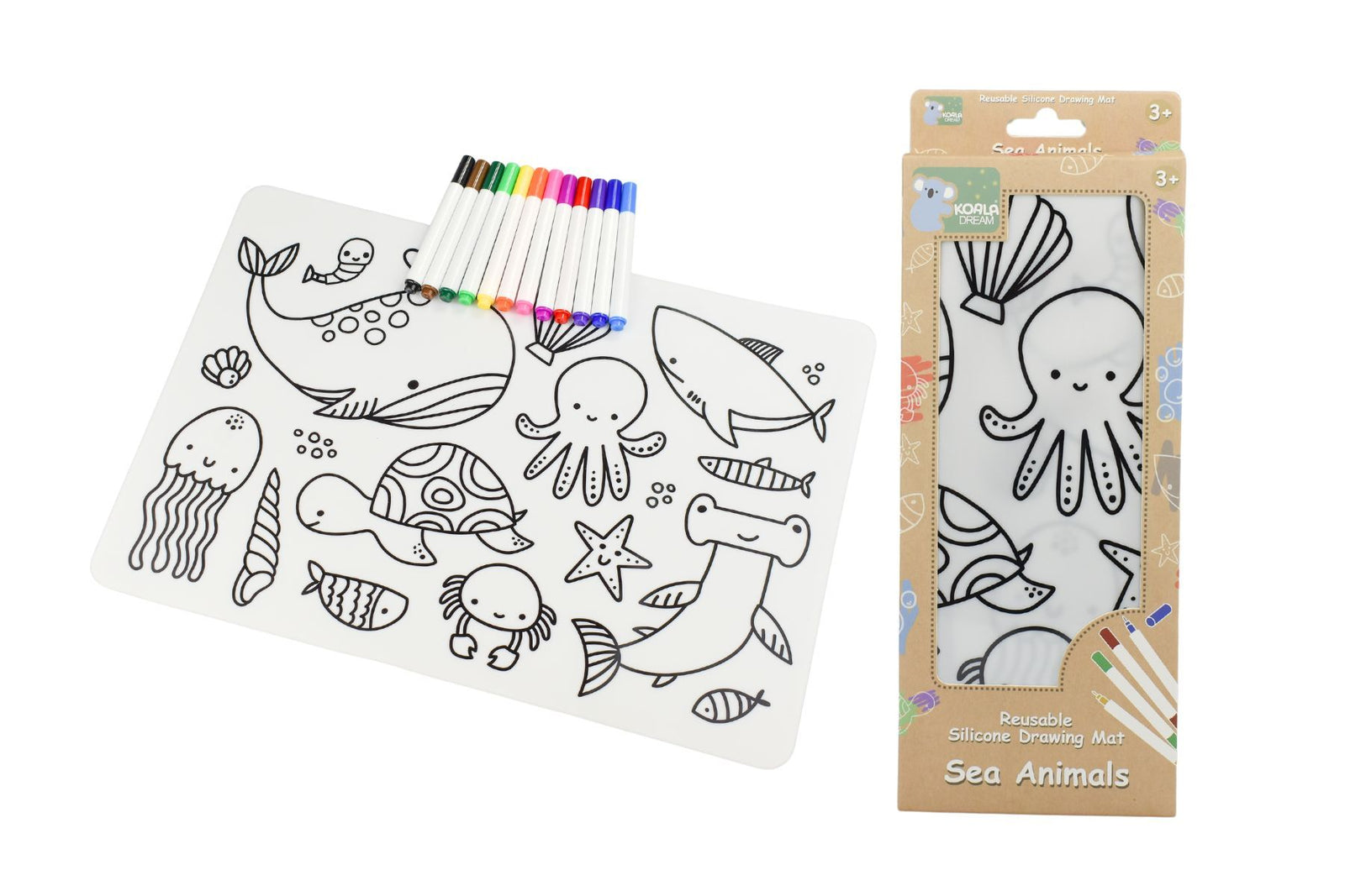 Silicone Reusable Drawing Mat Sea Animals