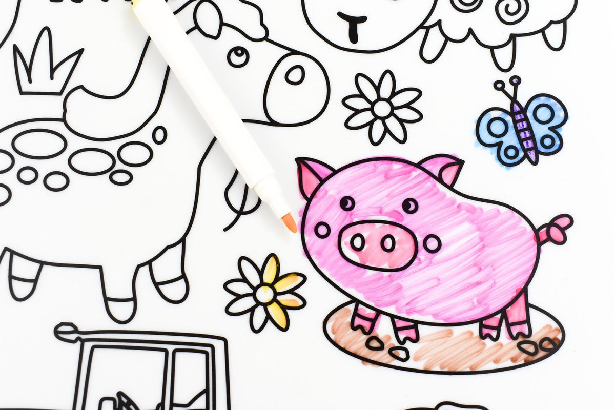 Koala Dream Silicone Reusable Drawing Mat - Farm Animals