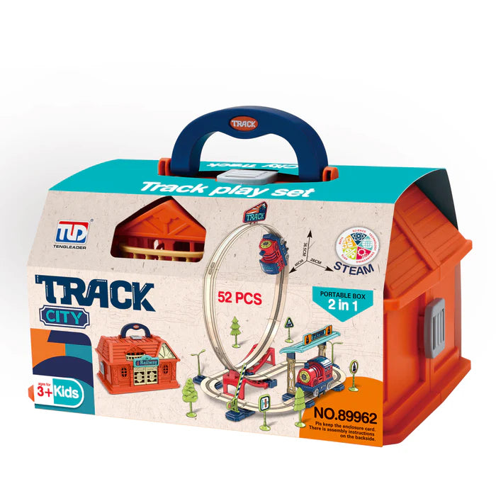 TRACK CITY Railway Train Play Set 48pcs Req 2 AAA Batteries