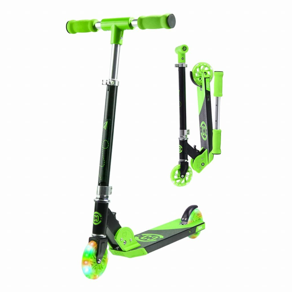 Core Kids Foldy Scooter Green W/ LED lights
