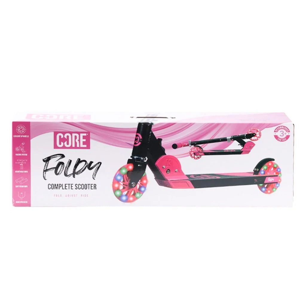 Core Kids Foldy Scooter with LED Wheels Pink