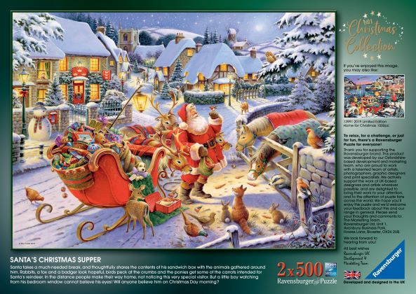 RB00040-2 Christmas Collection No1 The Christmas Market / Santa&#39;s Christmas Supper 2 x 500pc Puzzle
