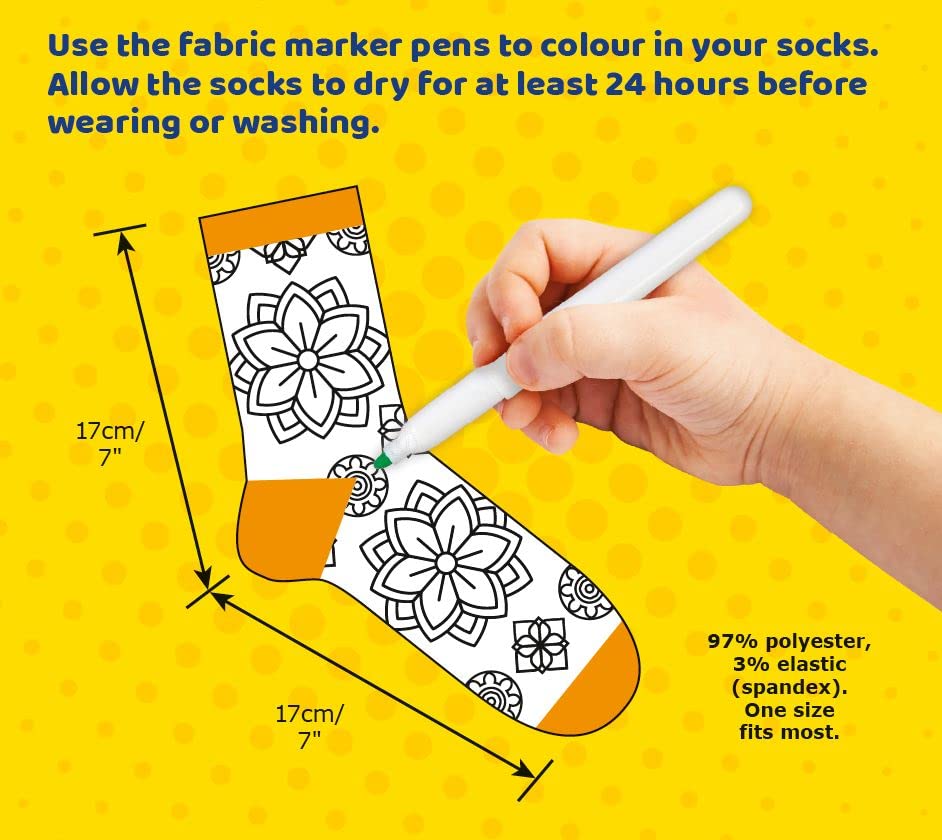 Buddy &amp; Barney 3pairs Doodle Socks - Colour Your Own Socks In Tube