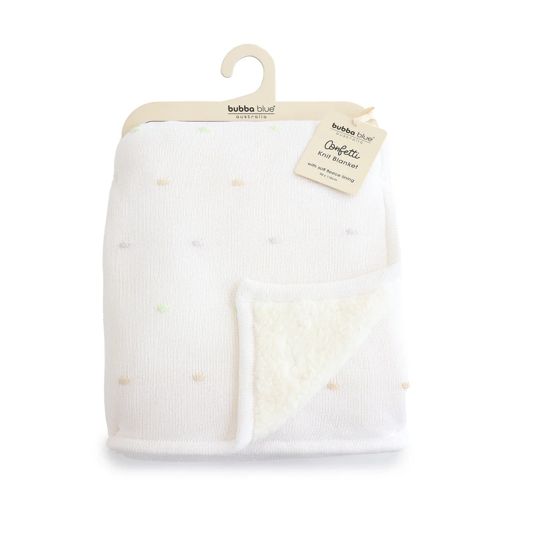 Bubba Blue Confetti Cotton Knit Blanket White 90 x 110cm