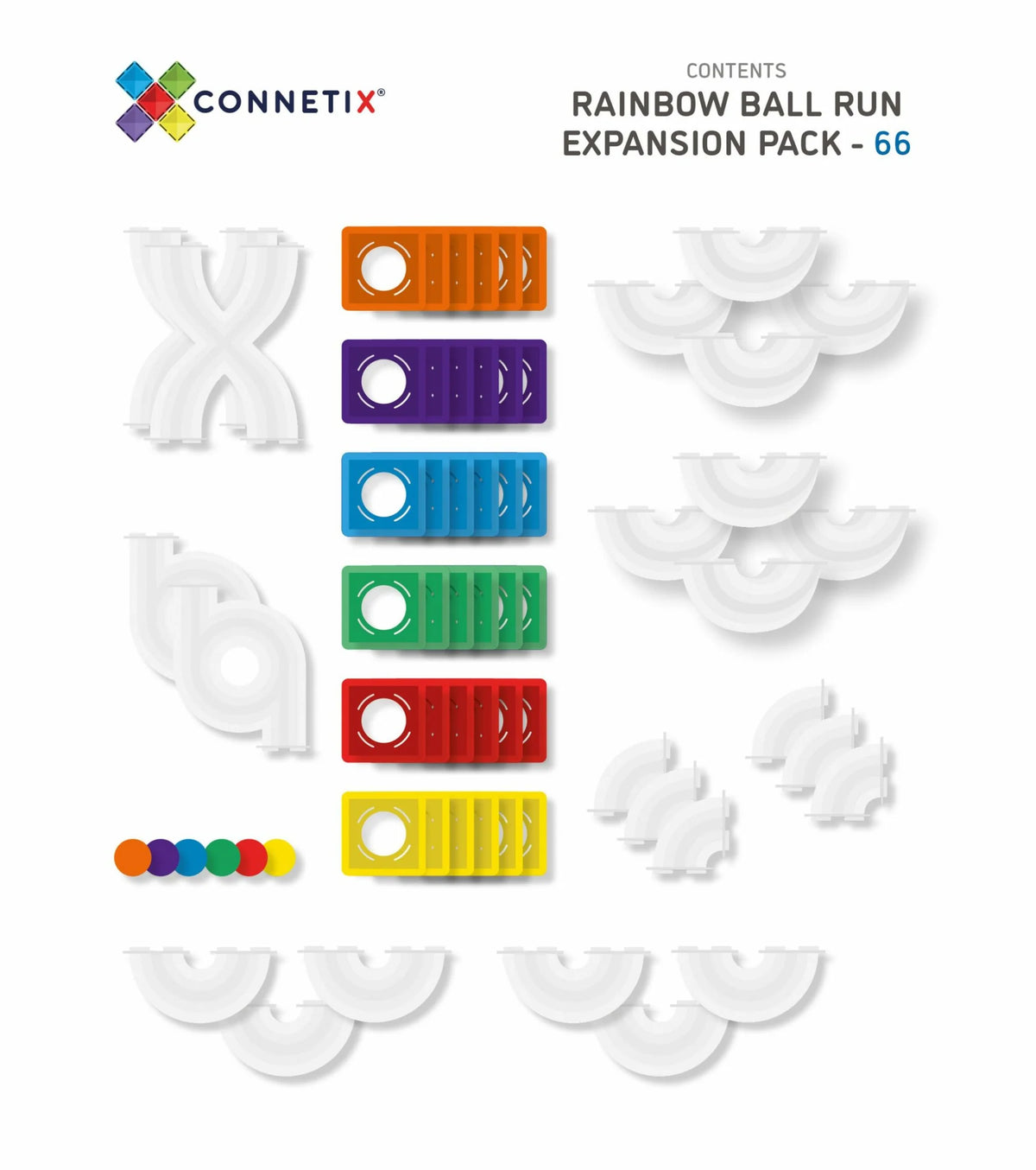 Connetix Rainbow Ball Run Expansion Pack 66Pc