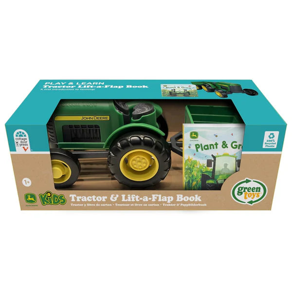 Green Toys John Deere Kids Tractor & Lift-a-Flap Book