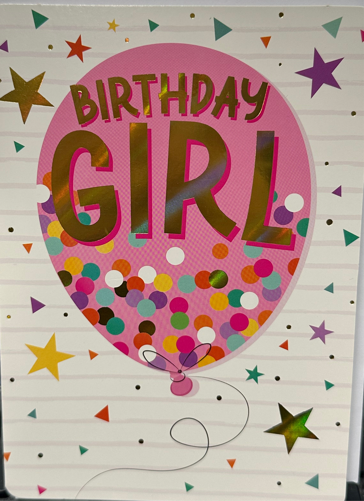 Birthday Card Pink Balloon Birthday Girl