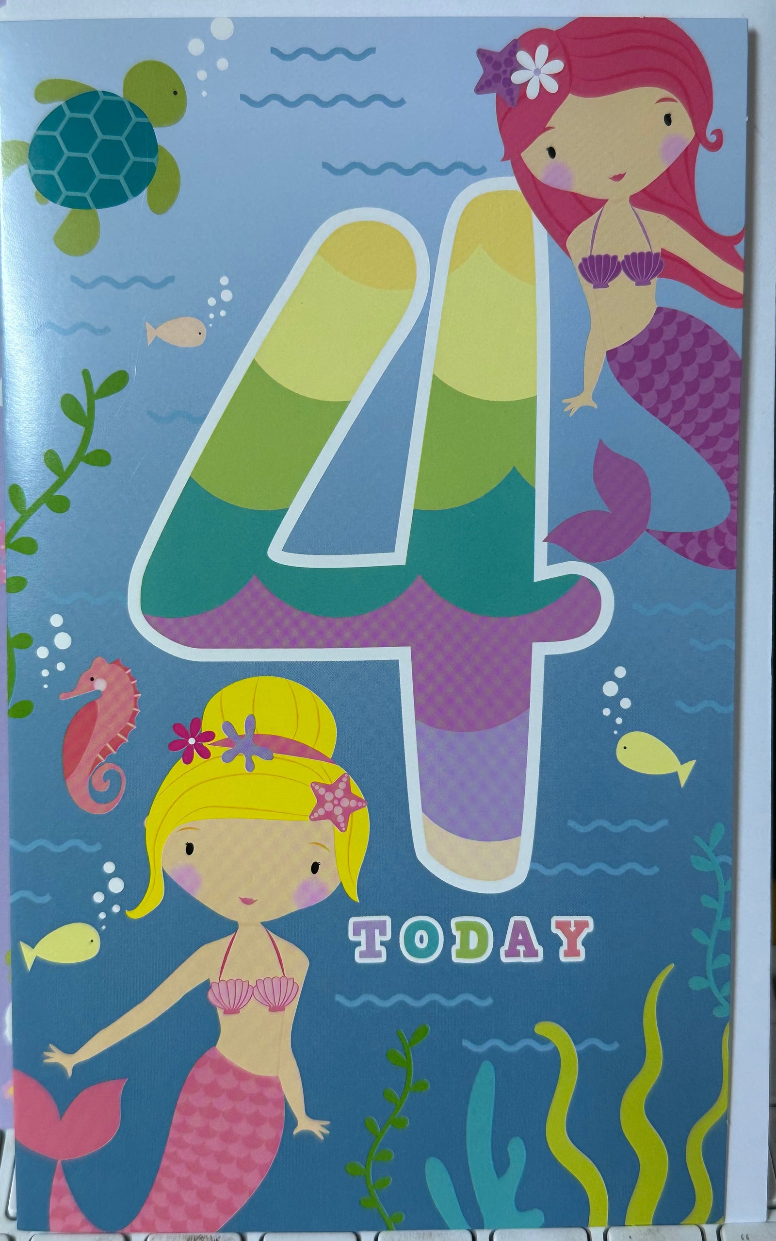 Birthday Card Age 4 Girl Mermaids