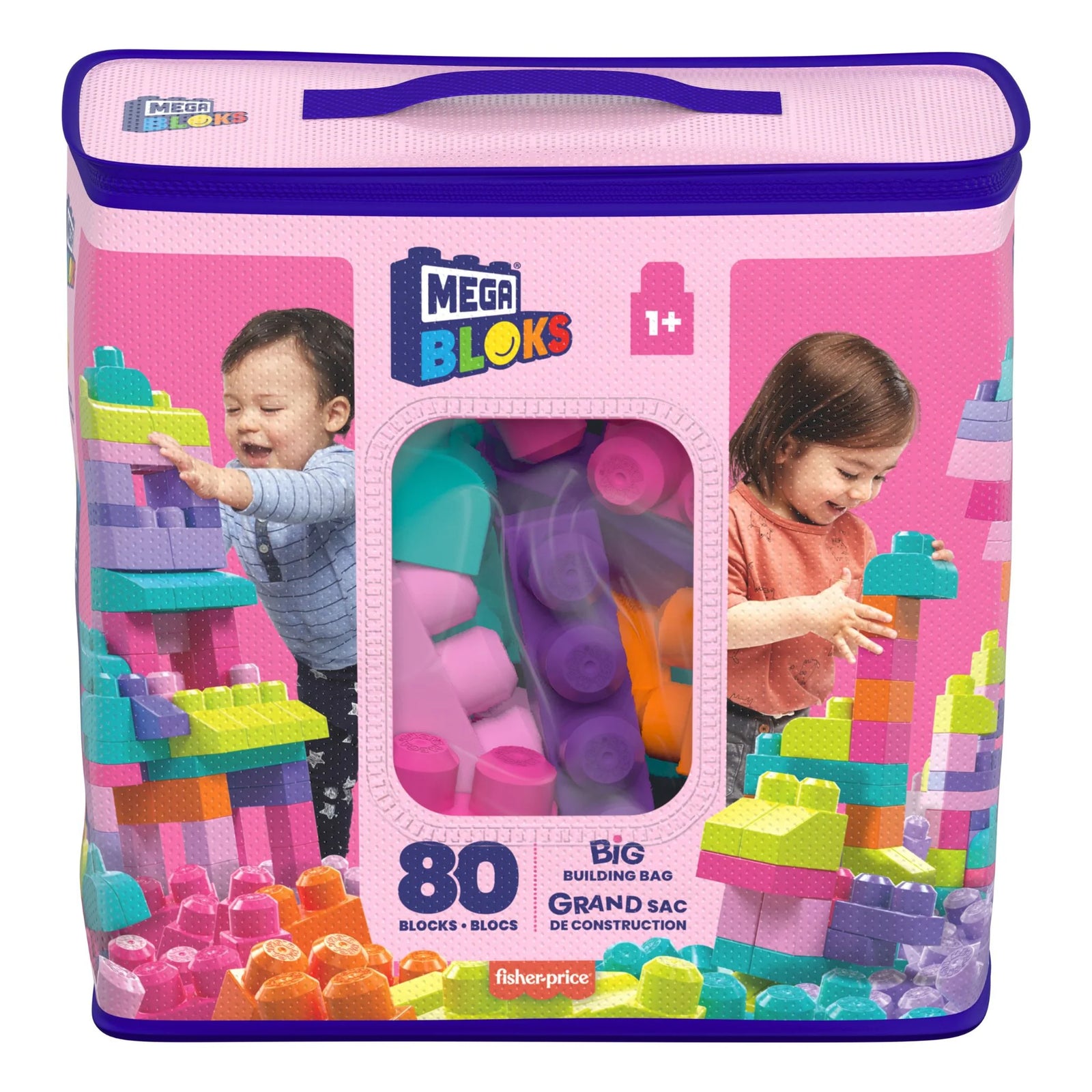 Mega Bloks Big Building Bag 80pc Pink