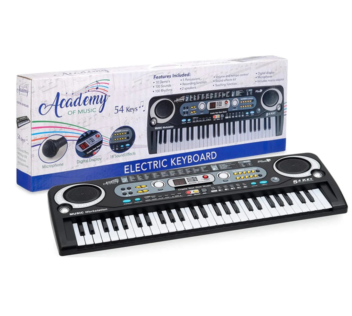 Academy Of Music Electronic 54 Key Keyboard Electric or 6 AA Batteries