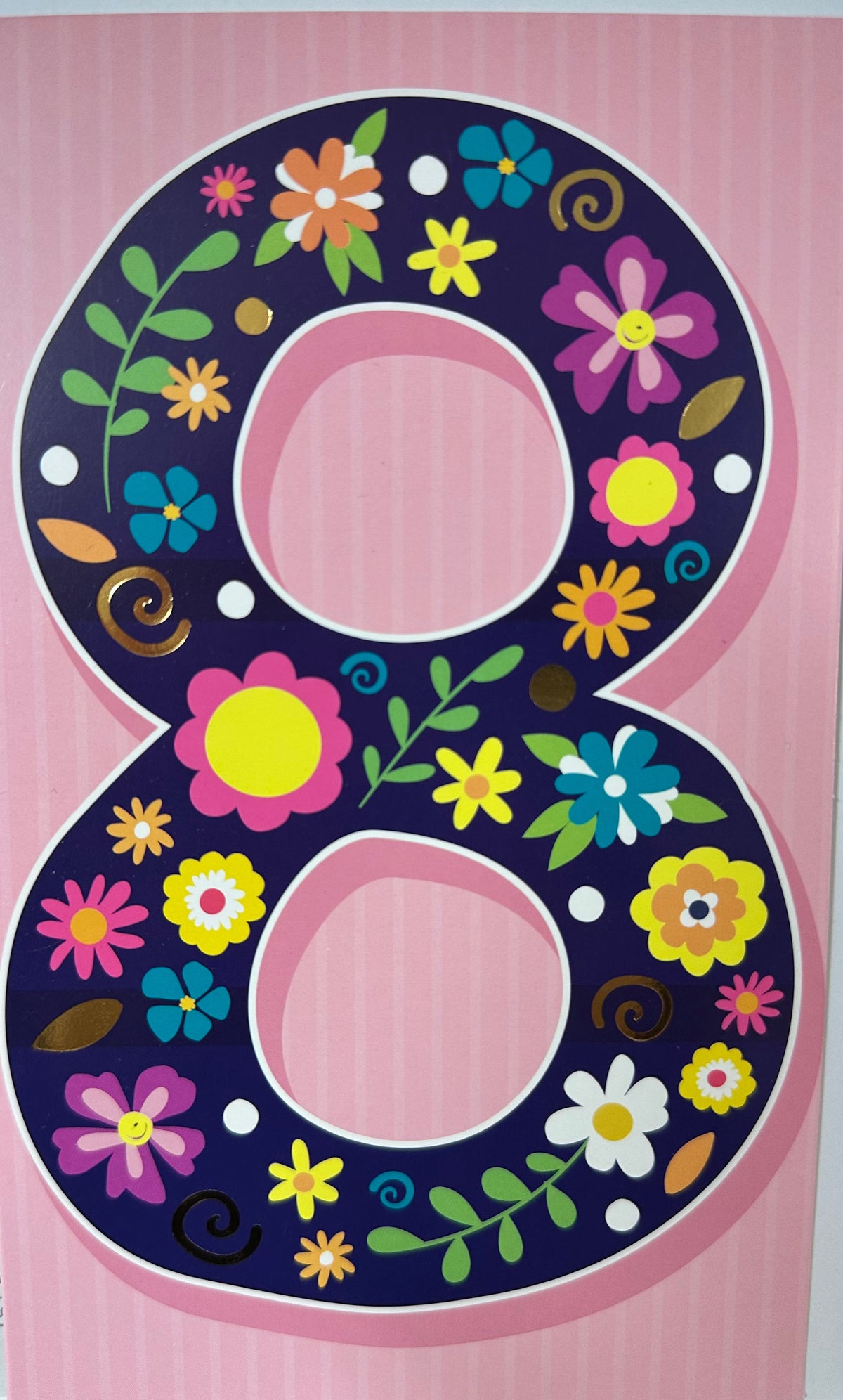 Birthday Card Age 8 Number 8 with Flowers