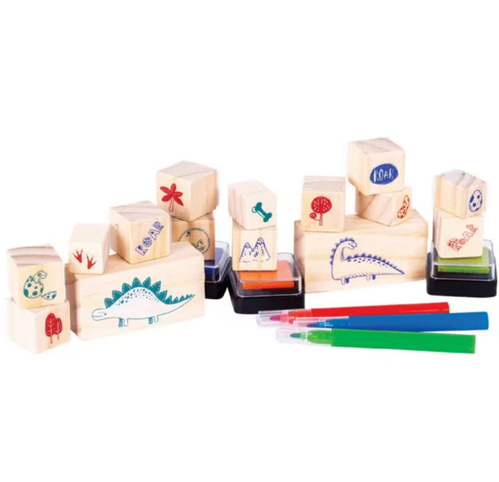 EC Wooden Stamp Set 47pc Dinosaur World