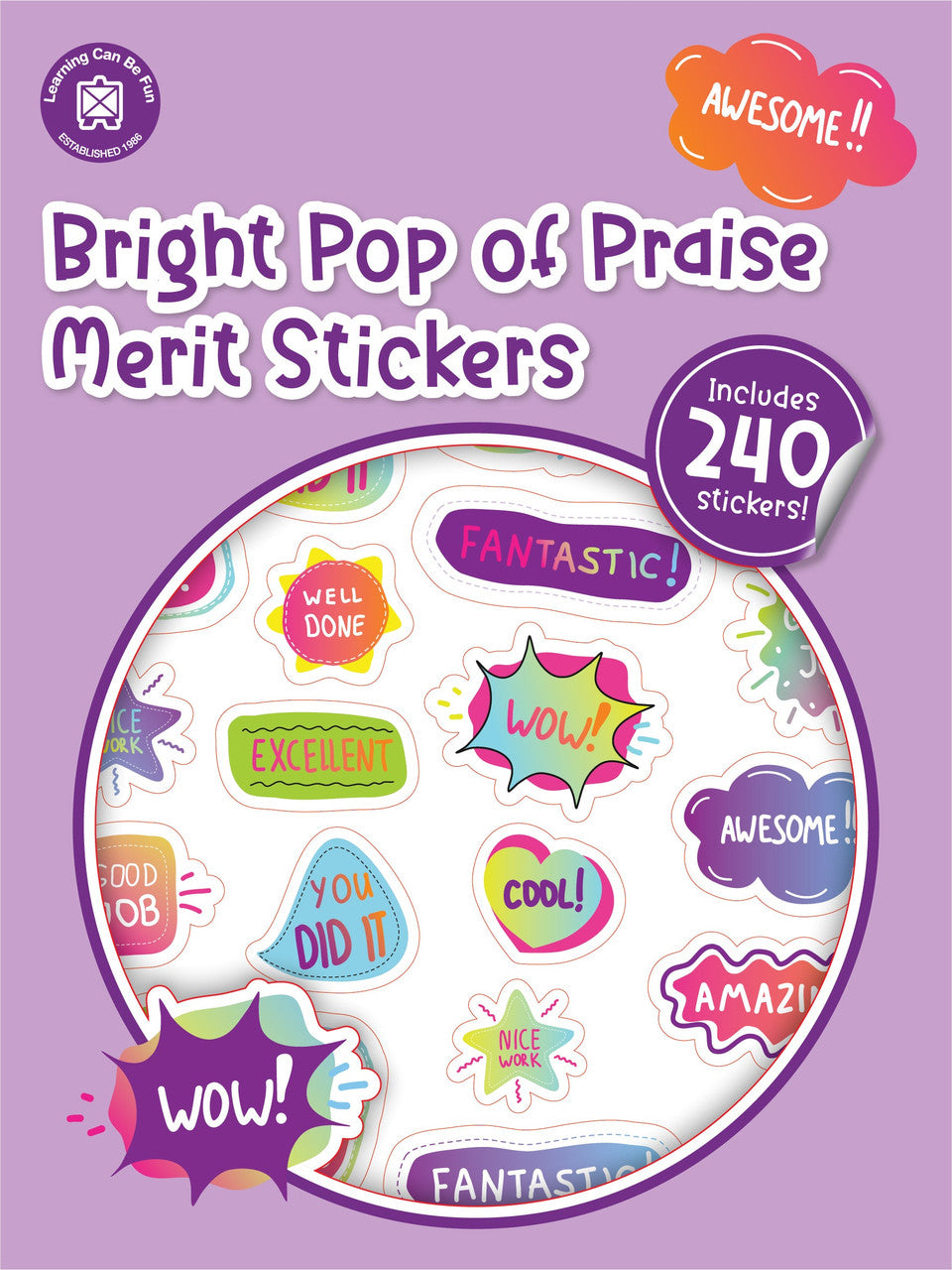 Bright Pop Of Praise Merit Stickers 240pk