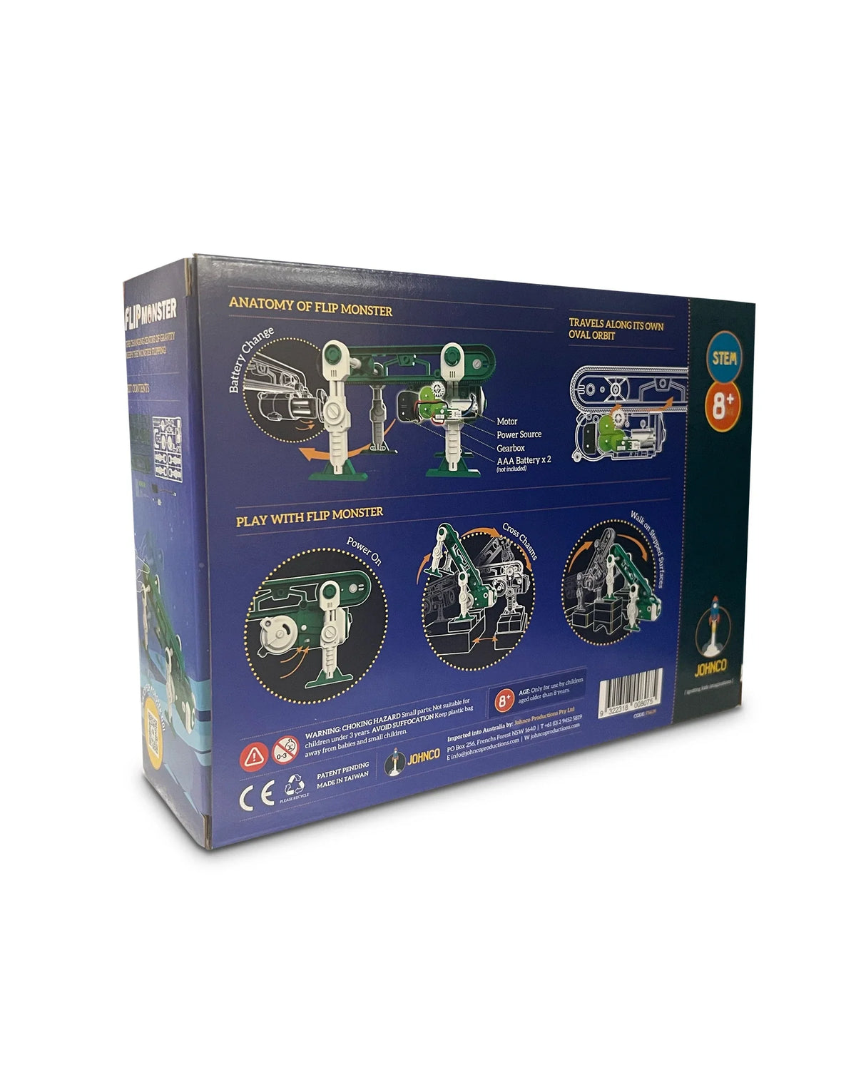 Johnco Flip Monster Gravity Robot Req AAA x 2 Batteries
