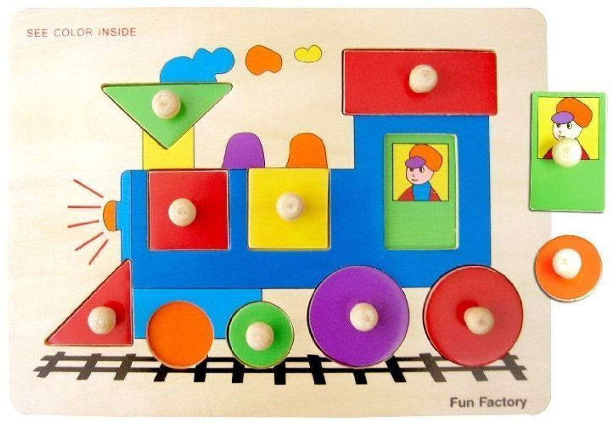 Fun Factory Wooden Knob Puzzle Train