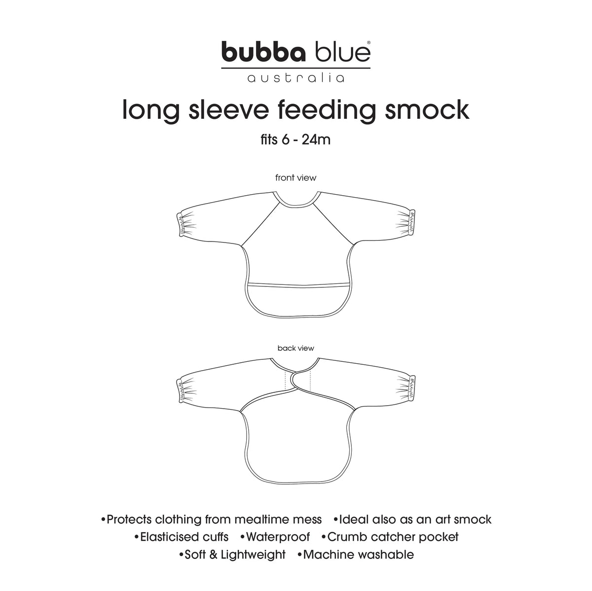 Bubba Blue Nordic Long Sleeve Feeding Smock Sky/Mint 6-24m