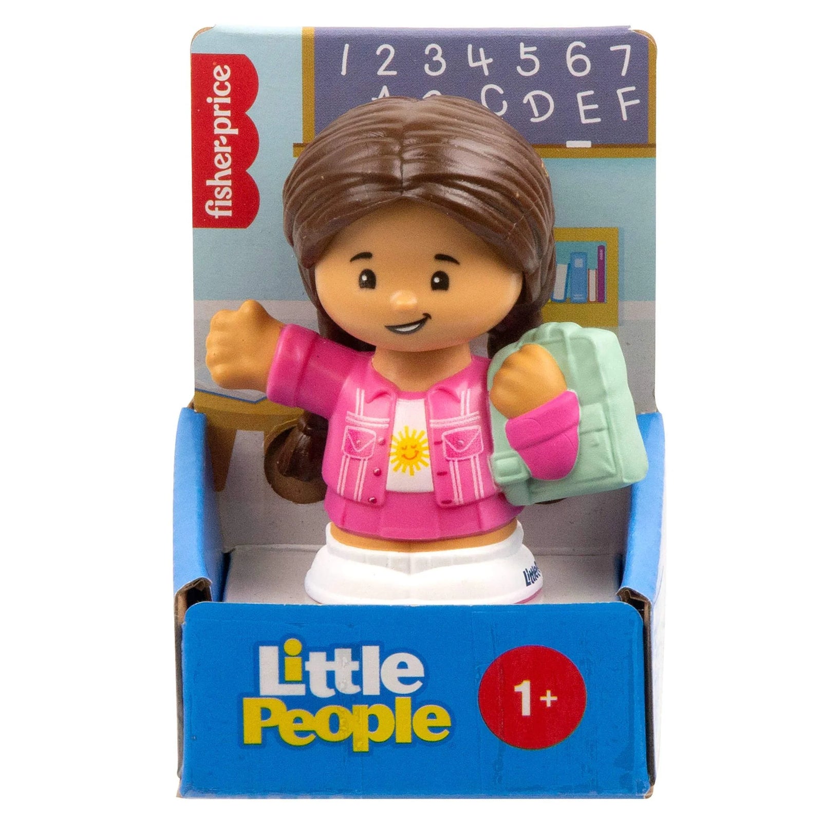 Fisher Price Little People Figure Girl with Pink Jacket and Back Pack JFC24