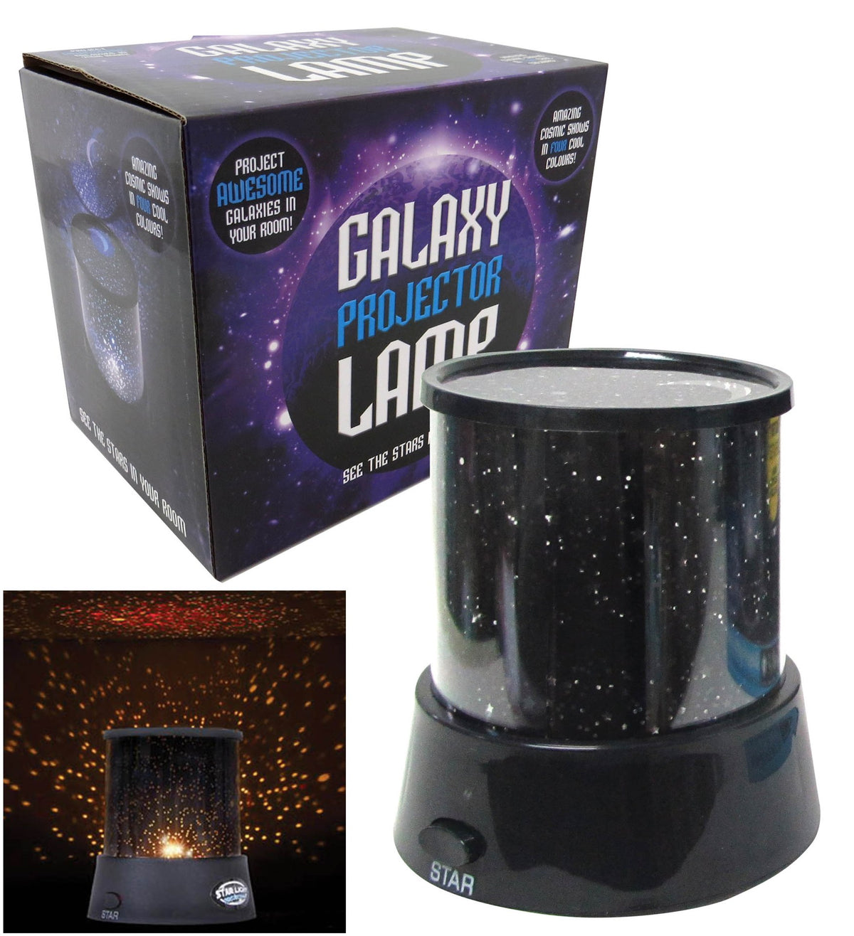 Galaxy Projector Lamp Requires 3 x AA Batteries