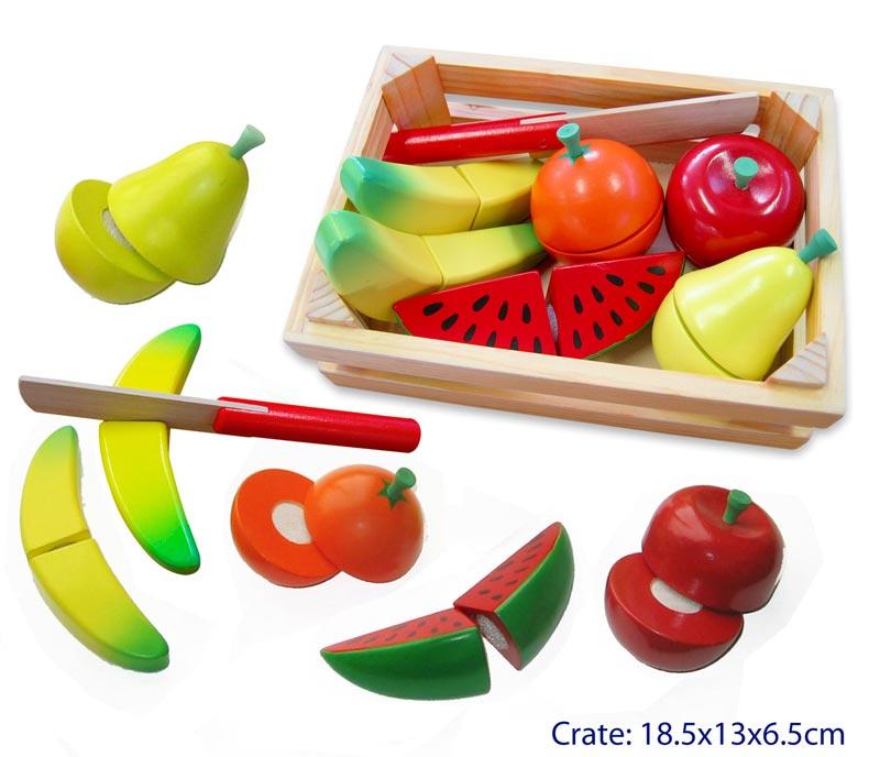 Wooden Cutting Fruit Crate With Knife
