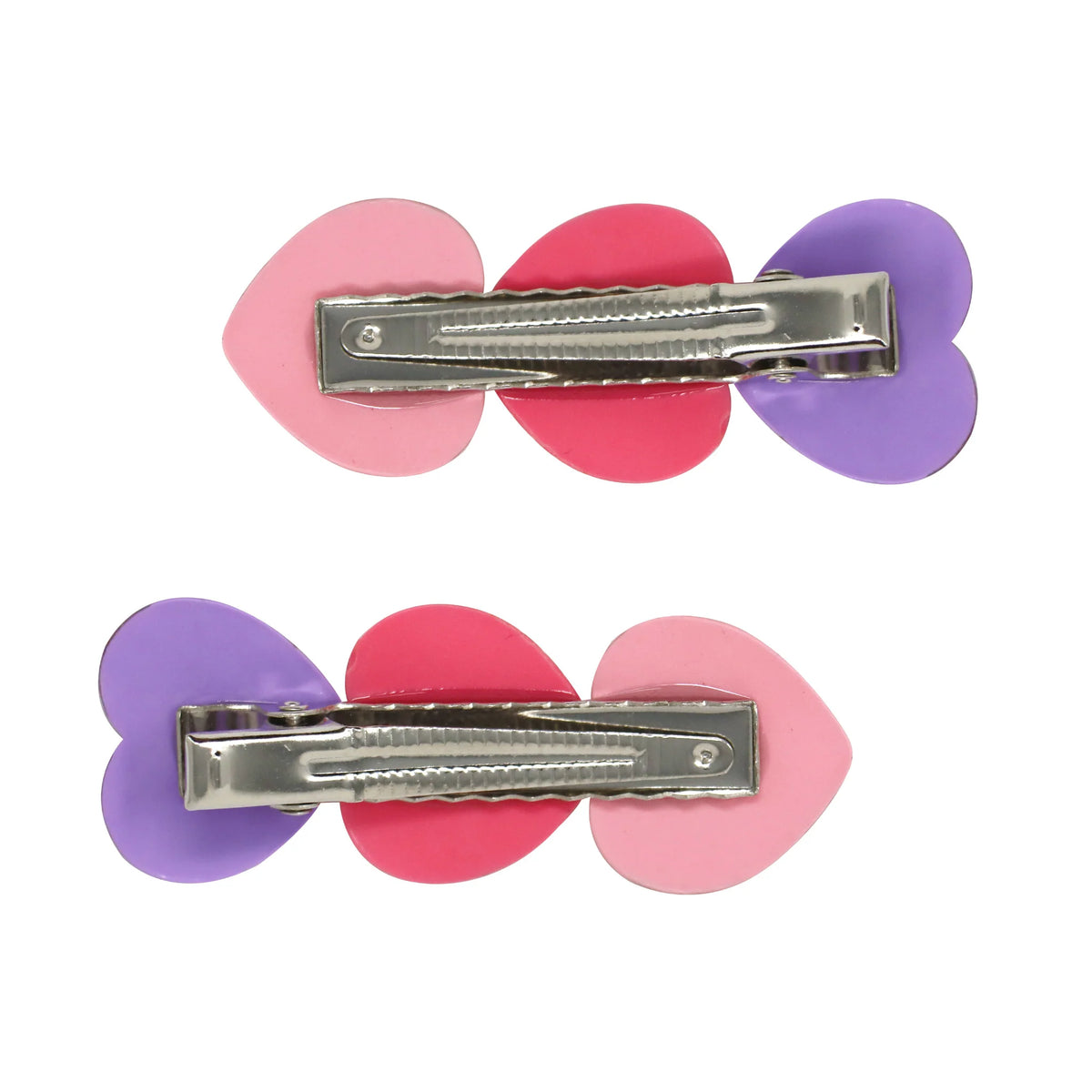 Pink Poppy Glitter Hearts Alligator Hair Clips