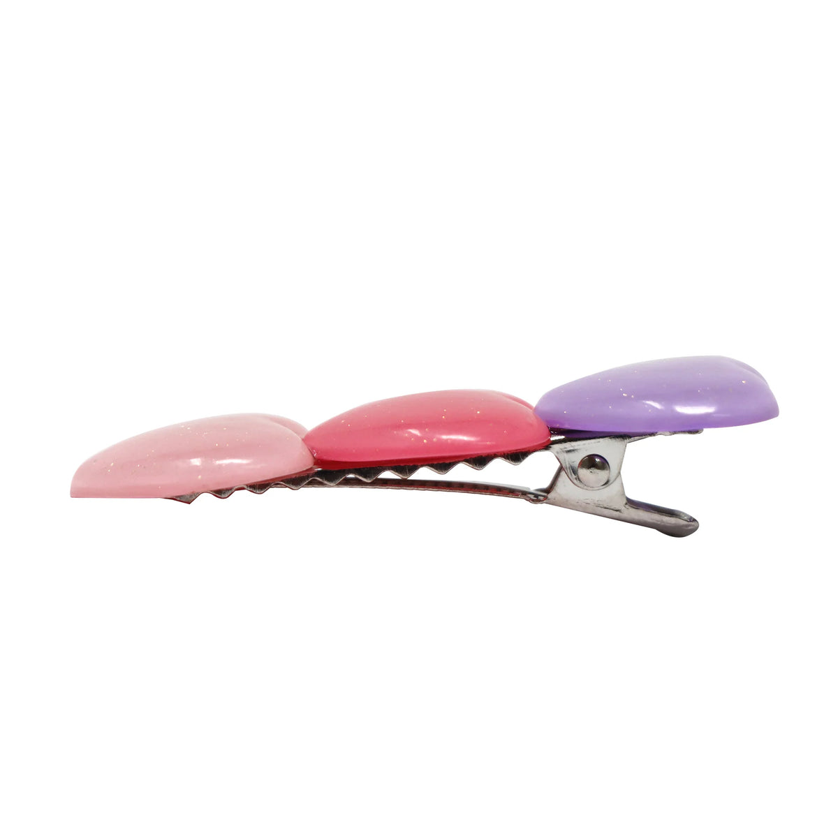 Pink Poppy Glitter Hearts Alligator Hair Clips