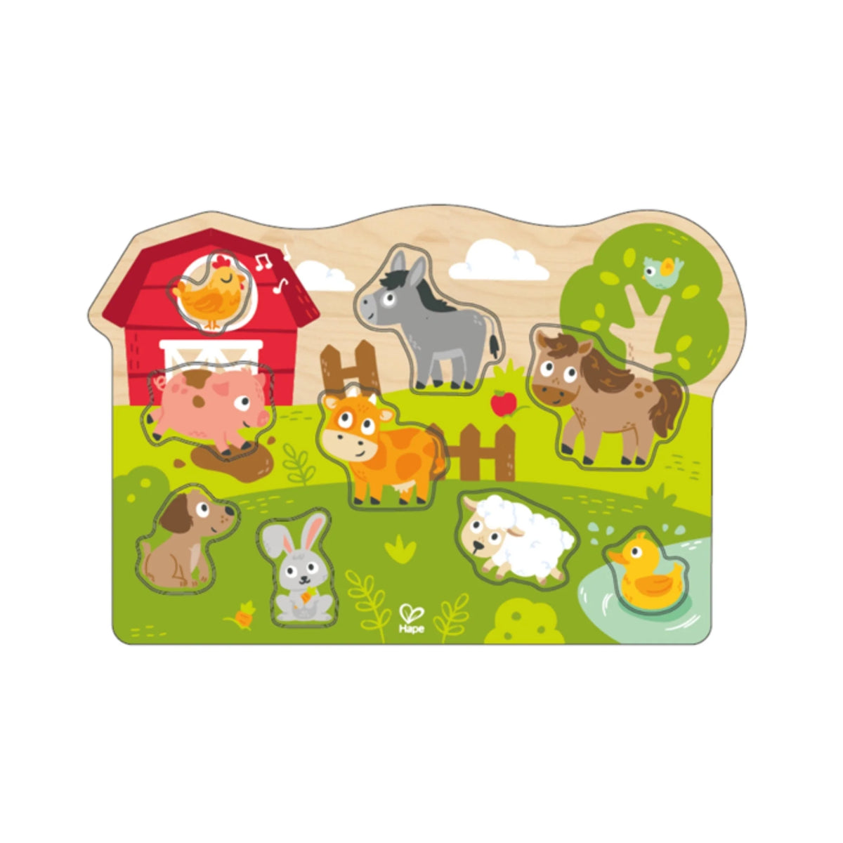 Hape Farm Animals Peg Puzzle