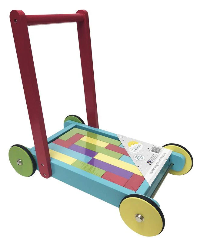 Hello Sunshine Wooden Walker Wagon with Blocks
