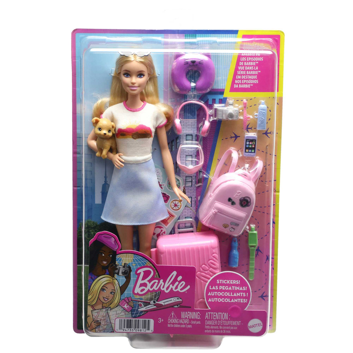 Barbie Doll and Accessories Travel Set with Puppy