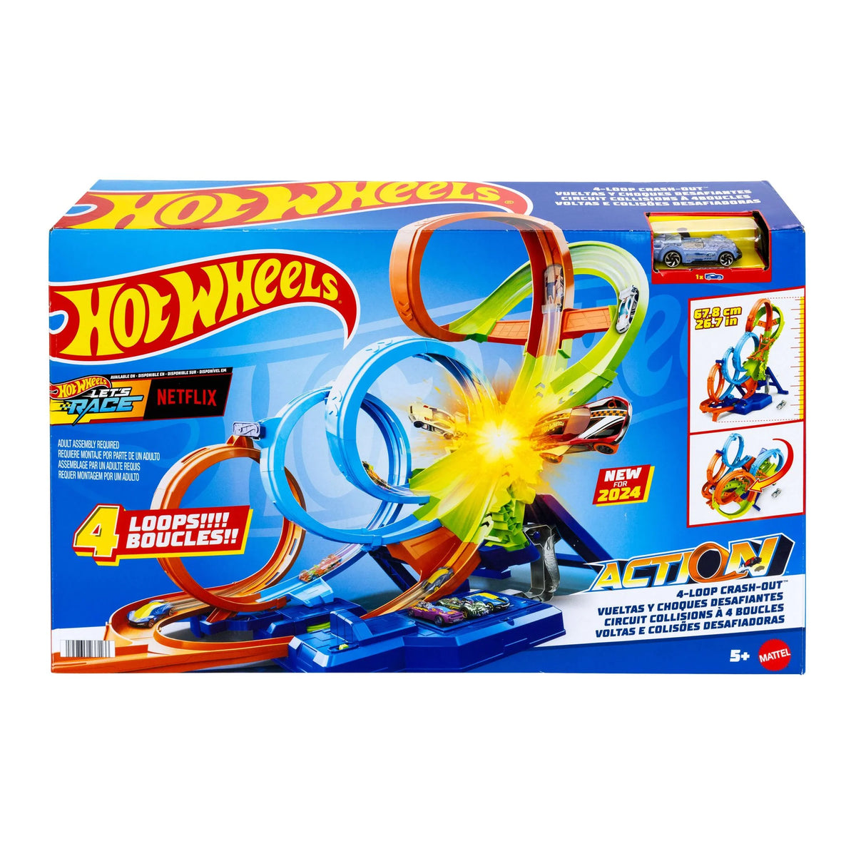 Hot Wheels 4 Loop Crash Out Power Loops Playset